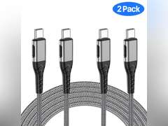 Durcord USB C to USB C Cable, 2Pack 100W 6ft USB C Charger Cable Fast Charging for Android/Phone/Pad, Type C to Type C Charger Braided USB Cable Compatible withi Phone 15 Pro Plus Max Silver 14