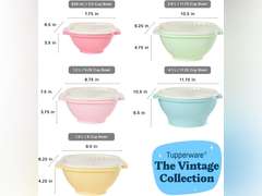 (No lids) Tupperware Heritage Collection, 5 Piece Food Storage Container Set in Vintage Colors, Dishwasher Safe and BPA Free (5 Bowls) 60