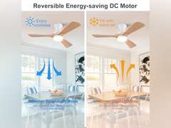 42 Inch Low Profile Ceiling Fan with Light and Remote, 3 Color Dimmable Flush Mount Ceiling Fan, 6 Speeds DC Motor, Wood Hugger Ceiling Fans with Lights, Indoor Outdoor Ceiling Fans 129