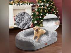 Gimars 3.7in Ultra Thick Orthopedic Dog Beds for Large Dogs,Soft Egg Foam Dog Sofa Bed, 28D Crate Foam Washable Cover, Waterproof Lining Supportive Half-Round for Aging Dogs 41.3x32.6x7.7in 55