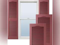 Lifetime Vinyl LL1S14X05500WN Standard Cathedral Top Center Mullion, Open Louver Vinyl Shutters, w/Installation Shutter-Lok's & Matching Screws (Per Pair), 14.5""W x 55""H, Wineberry 59