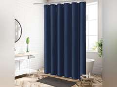 MitoVilla Navy Blue Fabric Shower Curtain Liner, Simple Shower Curtain or Liner for Modern Neutral Hotel Bathroom Decor, Waterproof Cloth & Machine Washable, 12 Plastic Hooks, 72" W x 72" H 18