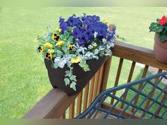 Emsco Group Bloomers Railing Planter with Drainage Holes 24" Weatherproof Resin Planter Charcoal 21