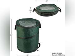 Wakeman Outdoor Trash Can - 46-Gallon Collapsible Garbage Can with 3 Stakes - Pop Up Trash Can for Camping, Storage, or Yard Waste Outdoors (Green) 18
