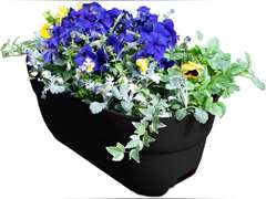 Emsco Group Bloomers Railing Planter with Drainage Holes 24" Weatherproof Resin Planter Charcoal 21