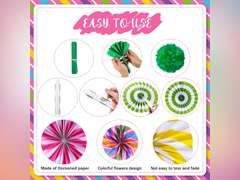 Outus 21 Pcs Party Decorations Hanging Paper Fans Candy Classroom Decorations Lollipop Tissue Pom Poms for Garland Ceilings Candyland Theme Birthday Party Supplies (Pom Poms) 14