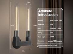 PIOUTNF Modern Black Wall Sconce,19inch Striped Glass Tube Sconces Wall Lighting,Hardwired Wall Sconces, 2-Light with Bathroom Vanity Light Fixture for Bedroom,Living Room,Dining Room 337