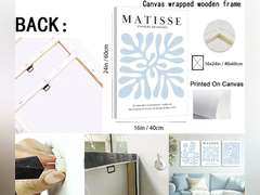 yulihaz Matisse Flower Wall Art Framed 16x24 inch Set of 3 Abstract Minimalist Light Blue and White Henri Matisse Canvas Posters Prints Aesthetic Pictures Wall Decor Large Gallery Home Decoration 54