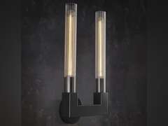 PIOUTNF Modern Black Wall Sconce,19inch Striped Glass Tube Sconces Wall Lighting,Hardwired Wall Sconces, 2-Light with Bathroom Vanity Light Fixture for Bedroom,Living Room,Dining Room 337