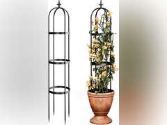 Idzo Trellis for Climbing Plants Outdoor, Garden Trellis Steel, Obelisk Design Hammer Stone Coated, 72 in Upgrade 2025, Vertical Support for Climbing Plants, Decorative for Outdoor & Indoor Use 86