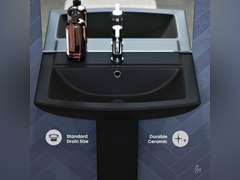 Sublime Square Two-Piece Pedestal Sink in Matte Black 234