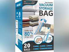 20 Pack Vacuum Storage Bags, Space Saver Bags (4 Jumbo/4 Large/4 Medium/4 Small/4 Roll) Compression for Comforters and Blankets, Sealer Clothes Storage, Hand Pump Included 25