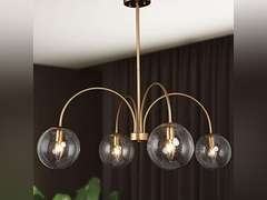 Chandeliers for Dining Rooms, 33 Modern Gold Chandelier, Large Globe Pendant Light Fixtures with Globe Seeded Glass Shade for Living Room, Bedroom & Kitchen, Dark Golden Finish 58