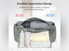 BALEINE Gym Bag for Women and Men, Small Duffel Bag for Sports, Gyms and Weekend Getaway, Waterproof Dufflebag with Shoe and Wet Clothes Compartments, Lightweight Carryon Gymbag (Silver) 19