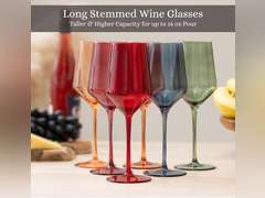 Colored Wine Glasses Set of 6 | Long Stem HAND-BLOWN Crystal Glass in Jewel Tones | Unique Wine Glasses | Colorful Wine Glasses Set of 6 | Cute Wine Glasses | Colored Glassware 32