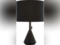 Rivet Mid-Century Modern Pull Chain Switch for Each Socket Table Lamp, 23"H, Matte Black with Gold Accents 70