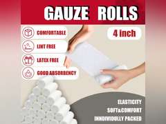 Gauze Rolls Pack of 96 4 x 4.1 yd Premium Quality Lint and Latex-Free Conforming Stretch Bandages Designed for Wound Care for Wound Dressing Support (Ideal for use as a Mummy wrap) ( open package) 24