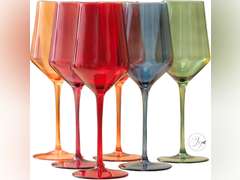 Colored Wine Glasses Set of 6 | Long Stem HAND-BLOWN Crystal Glass in Jewel Tones | Unique Wine Glasses | Colorful Wine Glasses Set of 6 | Cute Wine Glasses | Colored Glassware 32