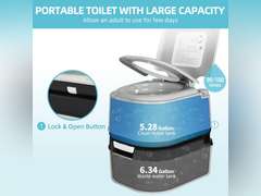 YITAMOTOR Portable Toilet Camping Porta Potty with Paper Collection 6.34 Gallon, Indoor Outdoor RV Toilet with Handle Pump, Leak-Proof OutdoorToilet for RV Travel, Boat, Trips, Grey 103