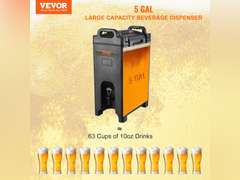 VEVOR Insulated Beverage Dispenser, 5 Gallon, Food-grade LDPE Hot and Cold Beverage Server, Thermal Drink Dispenser Cooler with 0.9 in PU Layer Two-Stage Faucet Handle, for Restaurant Drink Shop 239