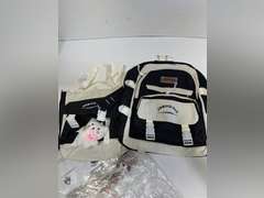 5Pcs Kawaii Cute Backpacks Combo Set with Bear Pendant Pins Patchwork Japanese Aesthetic Anime Bunny Daypack Bag Kit (Black) 32