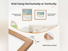 16x20 Picture Frame, Solid Wood Cherry Wood 16 x 20 Frame, 16'x20 Poster Frame - HD Tempered Glass, 16x20 Frame Matted to 11x14, 16 by 20 Wood Frame for Wall (Natural Cherry Color, 1 Pack) 32