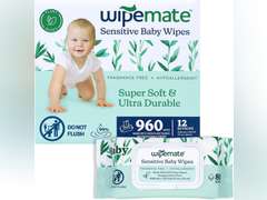 Wipemate EWG-Verified Premium Baby Wipes, 99% Water-Based, Plastic-Free, Ultra-Soft Plant-Based Wipe, Chlorine/Alcohol-Free, pH-Balanced, Hypoallergenic Cruelty-Free with Durable Flip-Top Lid 960-Ct 63