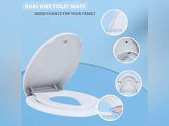 Elongated Toilet Seat Built-In Potty Training Seat, Soft Quiet Close Non-Slip Seat, Easy to Install & Clean,Magnetic Kids Seat and Cover for Elongated Oval Toilets,White 33