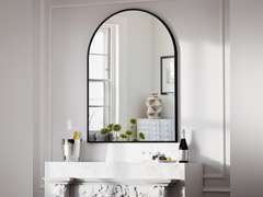 BEAUTYPEAK 30"x40" Arch Bathroom Mirror, Wall Mounted Vanity Metal Frame Mirror for Bedroom, Entryway, Living Room, Black(packing damage) 80