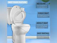 Elongated Toilet Seat Built-In Potty Training Seat, Soft Quiet Close Non-Slip Seat, Easy to Install & Clean,Magnetic Kids Seat and Cover for Elongated Oval Toilets,White 33