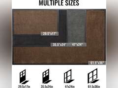 Door Mat Indoor Entrance, Outdoor Mats for Front Door, Non Slip Mat Inside and Outside, Entry Mat Doormat for Entryway, Washable Floor Mats, All Seanson Sturdy Natural Rubber Rug, 36x24 Inch, Black 49