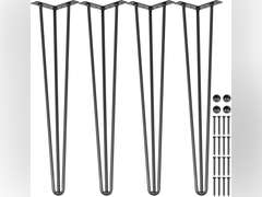 Happybuy Hairpin Table Legs 20" Black Set of 4 Desk Legs 880lbs Load Capacity (Each 220lbs) Hairpin Desk Legs 3 Rods for Bench Desk Dining End Table Chairs Carbon Steel DIY Heavy Duty Furniture Legs 30