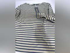 (Similar model) see pictures OFEEFAN Womens Long Sleeve Tops 2024 Striped Shirt Women Drop Shoulder Boat Neck Tops Loose Fit Casual Shirts size S 8