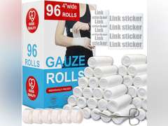 Gauze Rolls Pack of 96 4 x 4.1 yd Premium Quality Lint and Latex-Free Conforming Stretch Bandages Designed for Wound Care for Wound Dressing Support (Ideal for use as a Mummy wrap) ( open package) 24