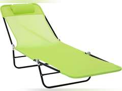 Outsunny Folding Chaise Lounge Chair, Pool Sun Tanning Chair, Outdoor Lounge Chair with Reclining Back, Breathable Mesh Seat, Headrest for Beach, Yard, Patio, Green 65