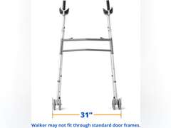 Medline Upright Walker with 5 Dual Wheels, Forearm Walker with Armrests, Height Adjustable, 300lb Weight Capacity 90