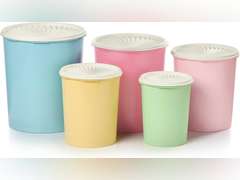 Tupperware Heritage Collection 10 Piece Nested Canister Set in Vintage Colors, Dishwasher Safe and BPA Free (5 Containers, 5 Lids) 50