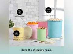 Tupperware Heritage Collection 10 Piece Nested Canister Set in Vintage Colors, Dishwasher Safe and BPA Free (5 Containers, 5 Lids) 50