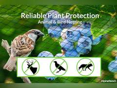 AlpineReach Garden Netting 7.5 x 65 ft Heavy Duty Bird Net, Deer, Plant Protection Extra Strong Woven Mesh, Reusable Kit with Zip Ties, Animal Fencing for Fruits Trees, Black 30