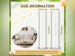 Nuogo 12 Pcs Plastic Clear Cylinder Vase for Home 8,12,16 Inch Acrylic Flower Clear Vase Centerpiece for Centerpieces Wedding Party Decorations(12 Inch) 60