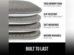 GORILLA GRIP Slip Resistant Chair Cushions, No Ties Required, Set of 6 Memory Foam Pads for Dining Room, Kitchen Table, Office, Rocking Chairs, Plush Seat Cover Cushion Pad, Home Decor, 16x16, Gray 69