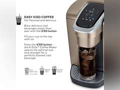 Keurig K-Elite Single Serve K-Cup Pod Coffee Maker, with Strength and Temperature Control, Iced Coffee Capability, 8 to 12oz Brew Size, Programmable, Brushed Gold 145