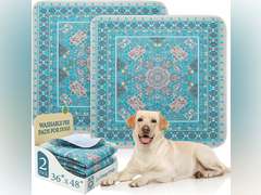 Homimp Washable Pee Pads for Dogs, 2 Pack Reusable Puppy Pads Waterproof, Absorbent and Leakproof Dog Pee Pads, Non Slip Puppy Training Pads, Pet Mat for Floor,Crate,Couch,Whelping,Blue, 36"x48" 90