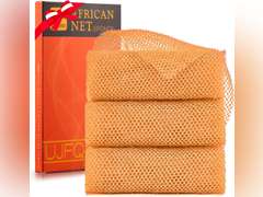 UJFQBH 3 Pieces African Bath Sponge African Net Long Net Bath Sponge Exfoliating Shower Body Scrubber Back Scrubber Skin Smoother,Great for Daily Use (Yellow,Yellow,Yellow) 9