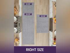 DEXI Kitchen Rugs and Mats for Floor, Non Slip Washable Mat Set of 2, Thin Absorbent Rubber Backing Runner Rug for Sink, Laundry Room, Hallway, 23x35+23x86, Light Grey 50