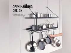 VEVOR Pot Rack Wall Mounted, 30 inch Pot and Pan Hanging Rack, Pot and Pan Hanger with 12 S Hooks, 55 lbs Loading Weight, Ideal for Pans, Utensils, Cookware in Kitchen 41