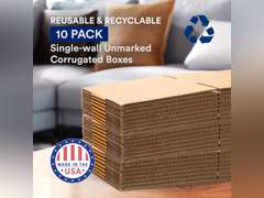 BOX USA B181412RP10 Cardboard Shipping Boxes, 18" x 14" x 12", Single Wall Corrugated Medium Moving Boxes for Packing, Shipping, Moving and Storage, Kraft (5 pcs) 20