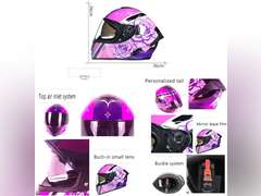 Full Face Motorcycle Helmet DOT Approved Motorbike Moped Street Bike Racing Crash Helmet, Men and Women 75