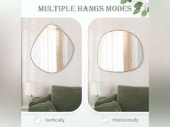 Irregular Wall Mirror Matel Gold Framed Wall Mirror for Living Room Bedroom Bathroom Entryway Wall Decor 23.6"*23.6" BKS004Gold 73