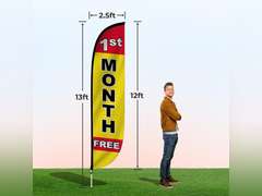 LookOurWay Real Estate Themed 12-Feet Tall Feather Flag Complete Set with Poles & Ground Spike 64